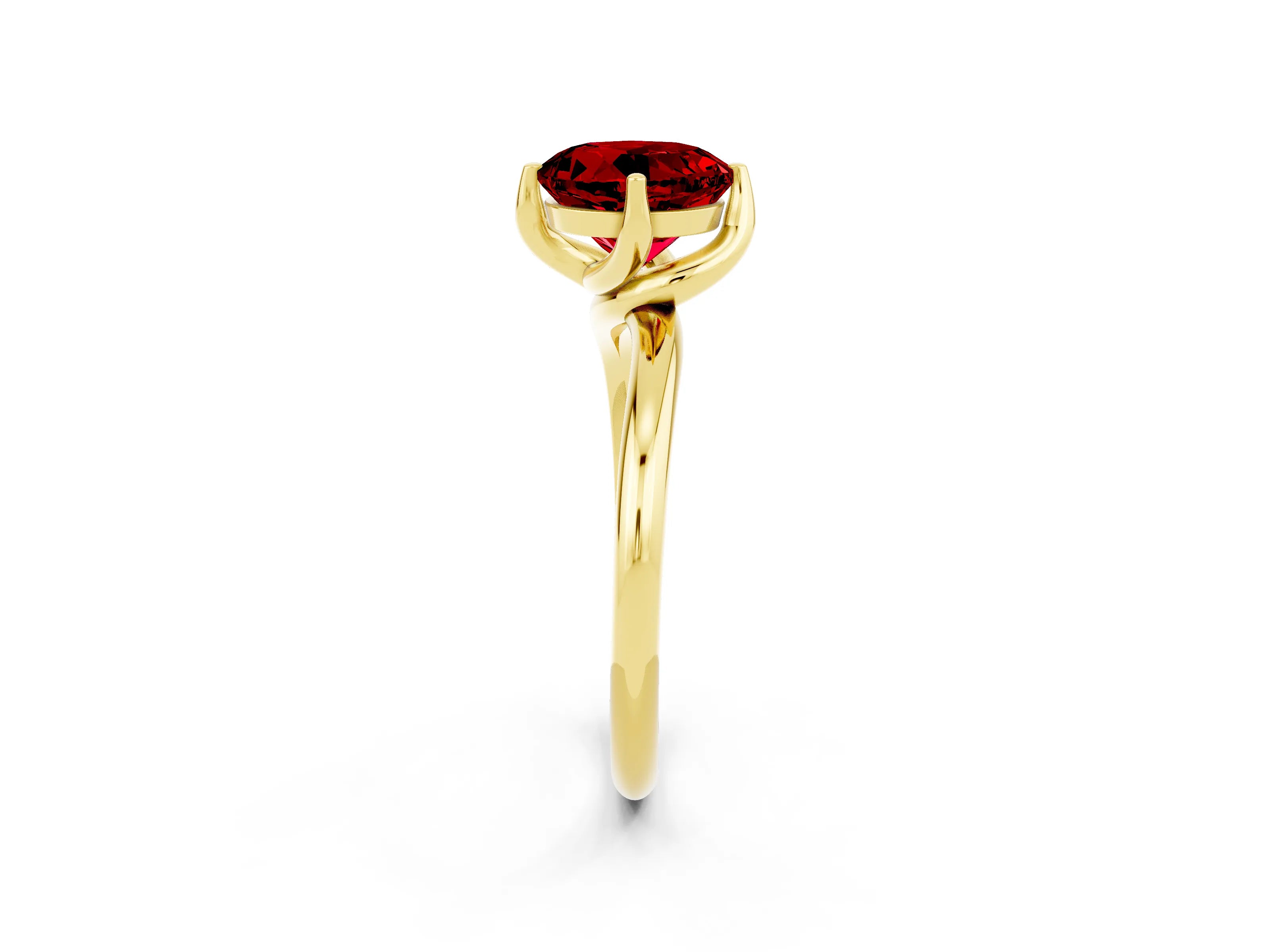 Yellow gold Round Cut Ruby Solitaire Engagement Ring with Four-Prong Setting and Classic Band_14