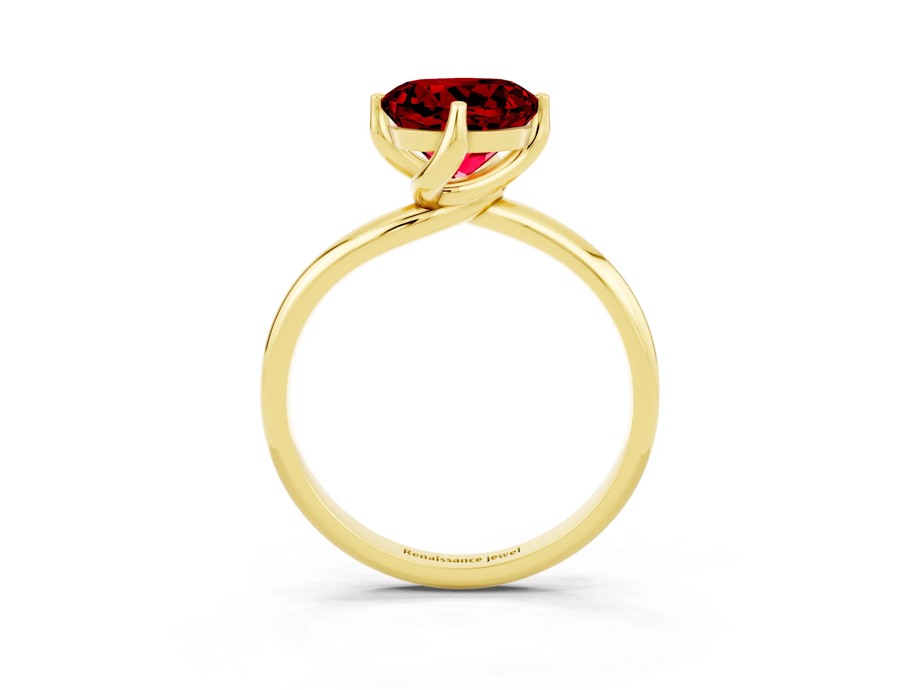 Yellow gold Round Cut Ruby Solitaire Engagement Ring with Four-Prong Setting and Classic Band_15