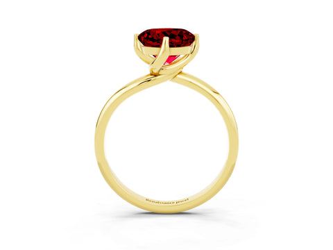 Yellow gold Round Cut Ruby Solitaire Engagement Ring with Four-Prong Setting and Classic Band_15