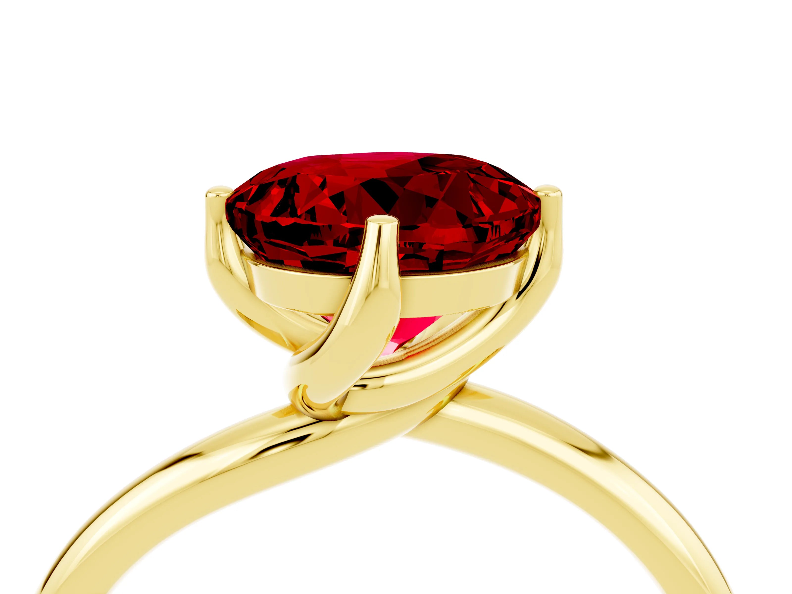 Yellow gold Round Cut Ruby Solitaire Engagement Ring with Four-Prong Setting and Classic Band_16
