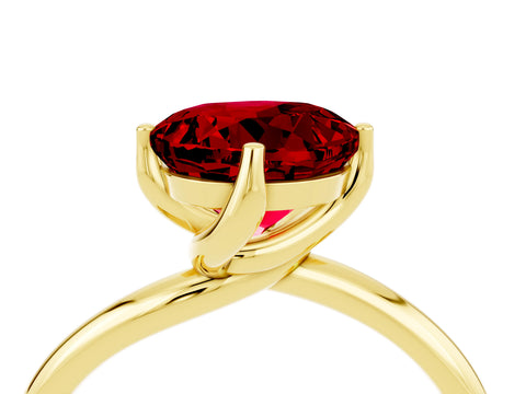 Yellow gold Round Cut Ruby Solitaire Engagement Ring with Four-Prong Setting and Classic Band_16