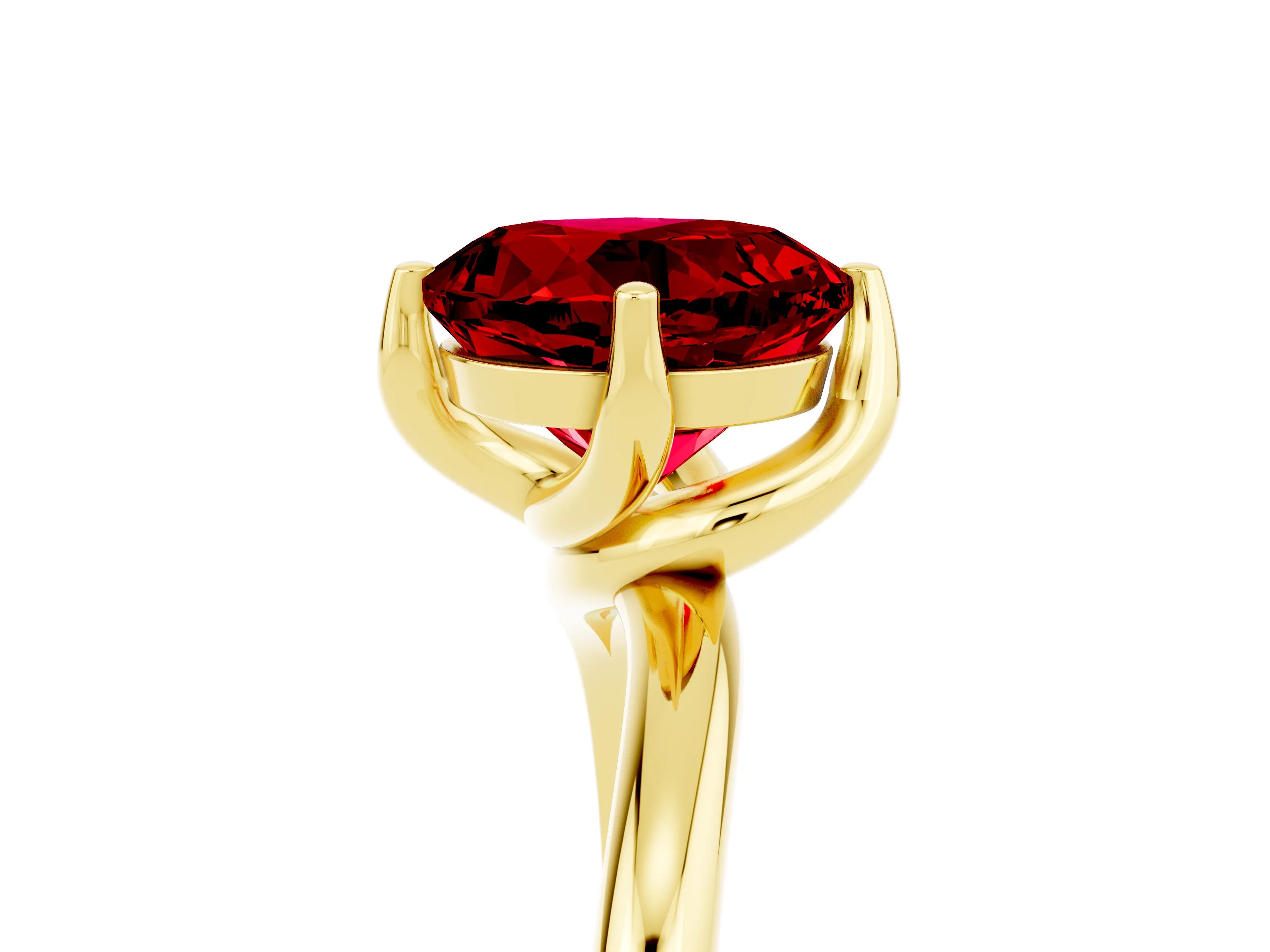Yellow gold Round Cut Ruby Solitaire Engagement Ring with Four-Prong Setting and Classic Band_17