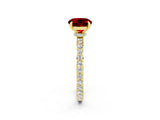 Yellow gold Round Cut Ruby Solitaire Engagement Ring with Pavé Band and Four-Prong Setting_2