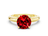 Yellow gold Round Cut Ruby Solitaire Engagement Ring with Round Band and Four-Prong Setting
