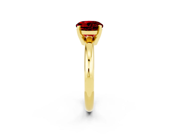 Yellow gold Round Cut Ruby Solitaire Engagement Ring with Round Band and Four-Prong Setting