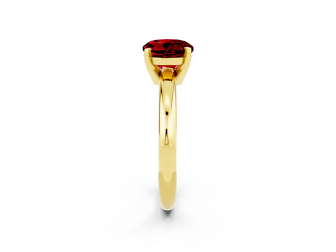 Yellow gold Round Cut Ruby Solitaire Engagement Ring with Round Band and Four-Prong Setting_2