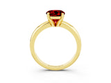 Yellow gold Round Cut Ruby Solitaire Engagement Ring with Round Band and Four-Prong Setting_3