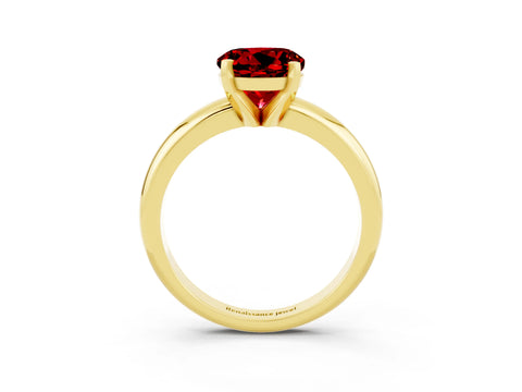 Yellow gold Round Cut Ruby Solitaire Engagement Ring with Round Band and Four-Prong Setting_3