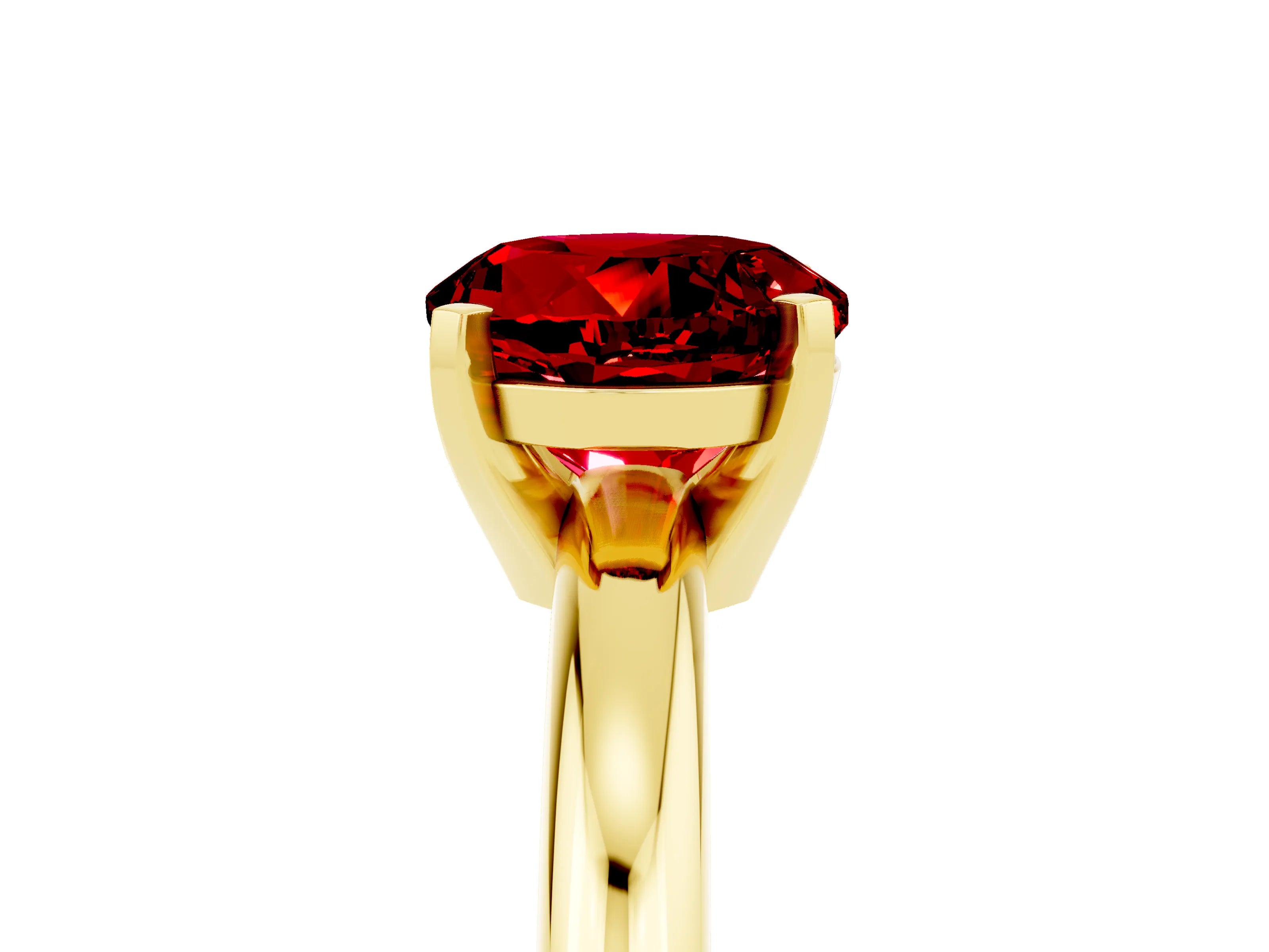 Yellow gold Round Cut Ruby Solitaire Engagement Ring with Round Band and Four-Prong Setting_5