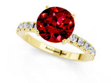 Yellow gold Round Cut Ruby Solitaire Pavé Band with Four-Prong Setting_1