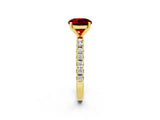 Yellow gold Round Cut Ruby Solitaire Pavé Band with Four-Prong Setting_2