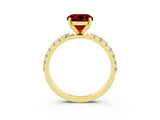 Yellow gold Round Cut Ruby Solitaire Pavé Band with Four-Prong Setting_3