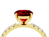 Yellow gold Round Cut Ruby Solitaire Pavé Band with Four-Prong Setting_4