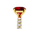 Yellow gold Round Cut Ruby Solitaire Pavé Band with Four-Prong Setting_5