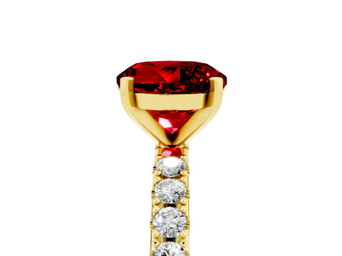 Yellow gold Round Cut Ruby Solitaire Pavé Band with Four-Prong Setting_5