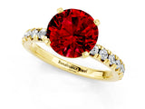 Yellow gold Round Cut Ruby Solitaire Pavé Engagement Ring with Round Band and Prong Setting_13