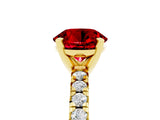 Yellow gold Round Cut Ruby Solitaire Pavé Engagement Ring with Round Band and Prong Setting_71