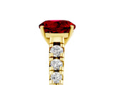 Yellow gold Round Cut Ruby Solitaire Ring with Cathedral Setting and Pavé Band_5