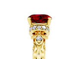 Yellow gold Round Cut Ruby Solitaire Ring with Filigree Band and Four-Prong Setting_29