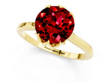 Yellow gold Round Cut Ruby Solitaire Ring with Flower Prong Setting and Classic Band_13