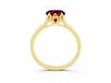 Yellow gold Round Cut Ruby Solitaire Ring with Flower Prong Setting and Classic Band_15