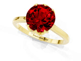 Yellow gold Round Cut Ruby Solitaire Ring with Flower Prong Setting and Classic Band_38