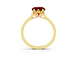 Yellow gold Round Cut Ruby Solitaire Ring with Flower Prong Setting and Classic Band_40