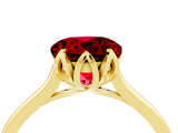 Yellow gold Round Cut Ruby Solitaire Ring with Flower Prong Setting and Classic Band_41