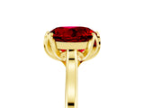 Yellow gold Round Cut Ruby Solitaire Ring with Flower Prong Setting and Classic Band_42