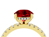 Yellow gold Round Cut Ruby Solitaire Ring with Pavé Band and Four-Prong Setting_16