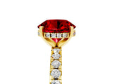 Yellow gold Round Cut Ruby Solitaire Ring with Pavé Band and Four-Prong Setting_17