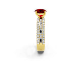Yellow gold Round Cut Ruby Solitaire Ring with Pavé and Channel Set Band_2