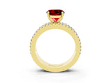 Yellow gold Round Cut Ruby Solitaire Ring with Pavé and Channel Set Band_3