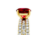 Yellow gold Round Cut Ruby Solitaire Ring with Pavé and Channel Set Band_5