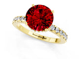 Yellow gold Round Cut Ruby Solitaire Ring with Round  Pavé Band and Four-Prong Setting_37