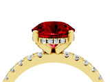 Yellow gold Round Cut Ruby Solitaire Ring with Round  Pavé Band and Four-Prong Setting_40