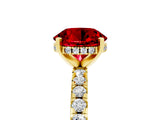 Yellow gold Round Cut Ruby Solitaire Ring with Round  Pavé Band and Four-Prong Setting_41