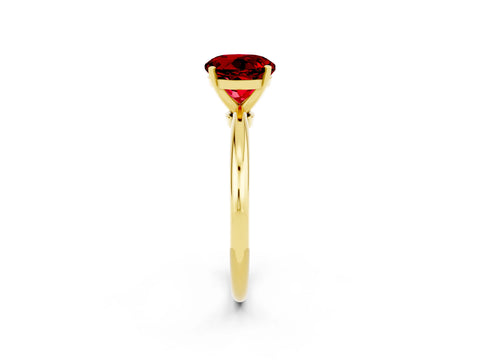 Yellow gold Round Cut Ruby Solitaire Ring with Six-Prong Setting and Classic Band_2