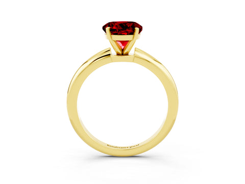 Yellow gold Round Cut Ruby Solitaire Ring with Six-Prong Setting and Classic Band_3