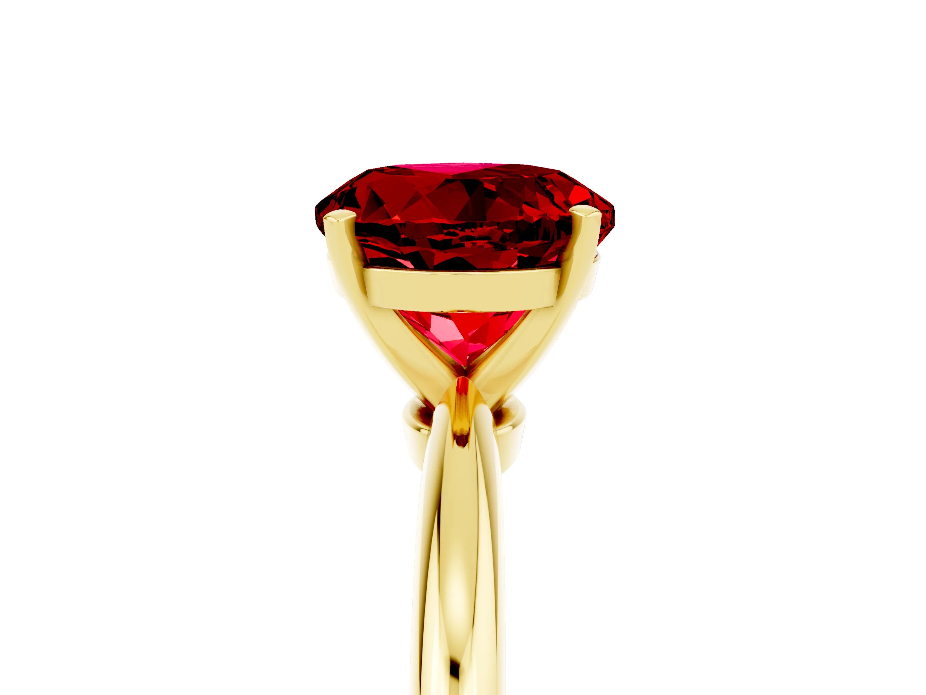 Yellow gold Round Cut Ruby Solitaire Ring with Six-Prong Setting and Classic Band_5