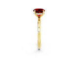 Yellow gold Round Cut Ruby Solitaire Ring with Thin Band and Four-Prong Setting_14