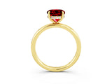 Yellow gold Round Cut Ruby Solitaire Ring with Thin Band and Four-Prong Setting_15