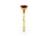 Yellow gold Round Cut Ruby Solitaire Ring with Thin Band and Prong Setting_14