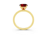 Yellow gold Round Cut Ruby Solitaire Ring with Thin Band and Prong Setting_15