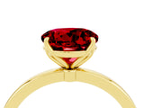 Yellow gold Round Cut Ruby Solitaire Ring with Thin Band and Prong Setting_16