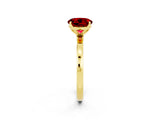 Yellow gold Round Cut Ruby Solitaire Ring with Thin Band and Prong Setting_26