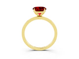 Yellow gold Round Cut Ruby Solitaire Ring with Thin Band and Prong Setting_27