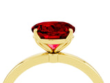 Yellow gold Round Cut Ruby Solitaire Ring with Thin Band and Prong Setting_28