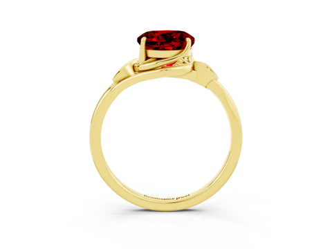 Yellow gold Round Cut Ruby Solitaire Ring with Twist Band and Four-Prong Setting_27