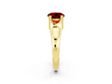 Yellow gold Round Cut Ruby Solitaire Ring with Wide Band and Prong Setting_2